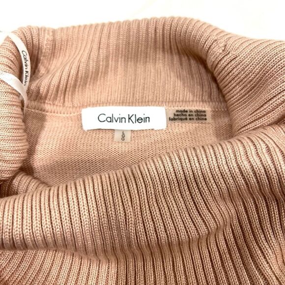 NWOT Calvin Klein cowl neck asymmetrical oversized sweater earth tones s… - Picture 5 of 8